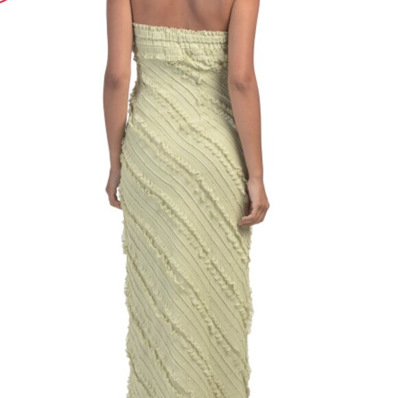 ENDLESS ROSE Strapless Ruffled Maxi Dress Pistachio - Picture 4 of 4